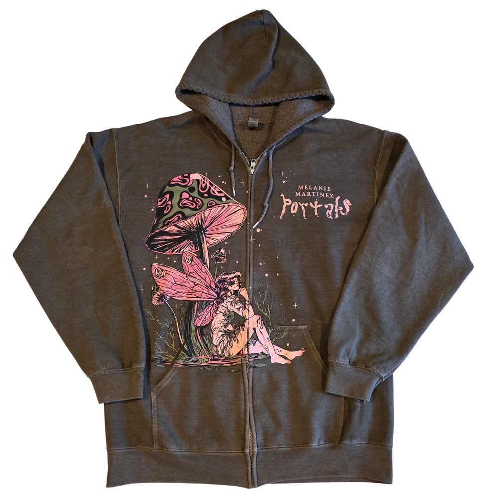 Melanie Martinez Portals Zip Up Hoodie Mens L Mineral Wash Fairy Mushroom Tour